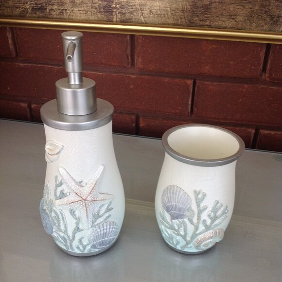 Soap/Lotion Dispenser Set Blue-Teal - Picture 1 of 3